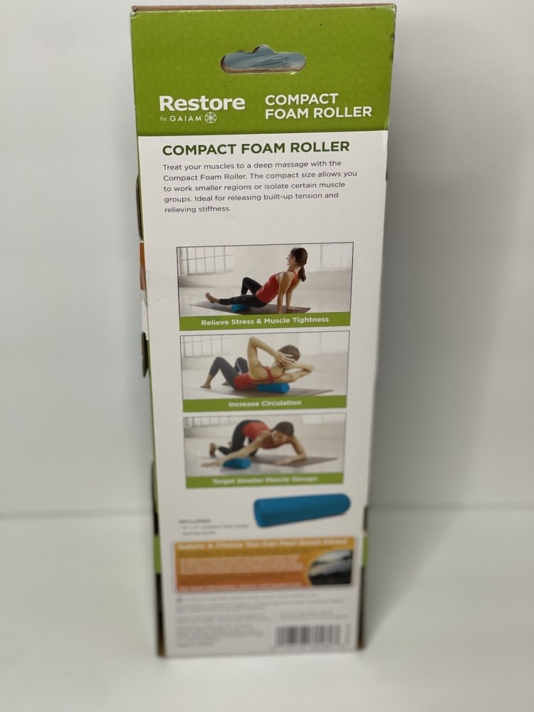 RESTORE COMPACT FOAM ROLLER BY GIAM TURQUOISE TEXTURED RECOVERY ROLLER EXERCISER