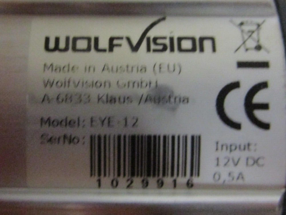 Wolf Vision EYE-12 Advanced Live Image Camera Wolfvision