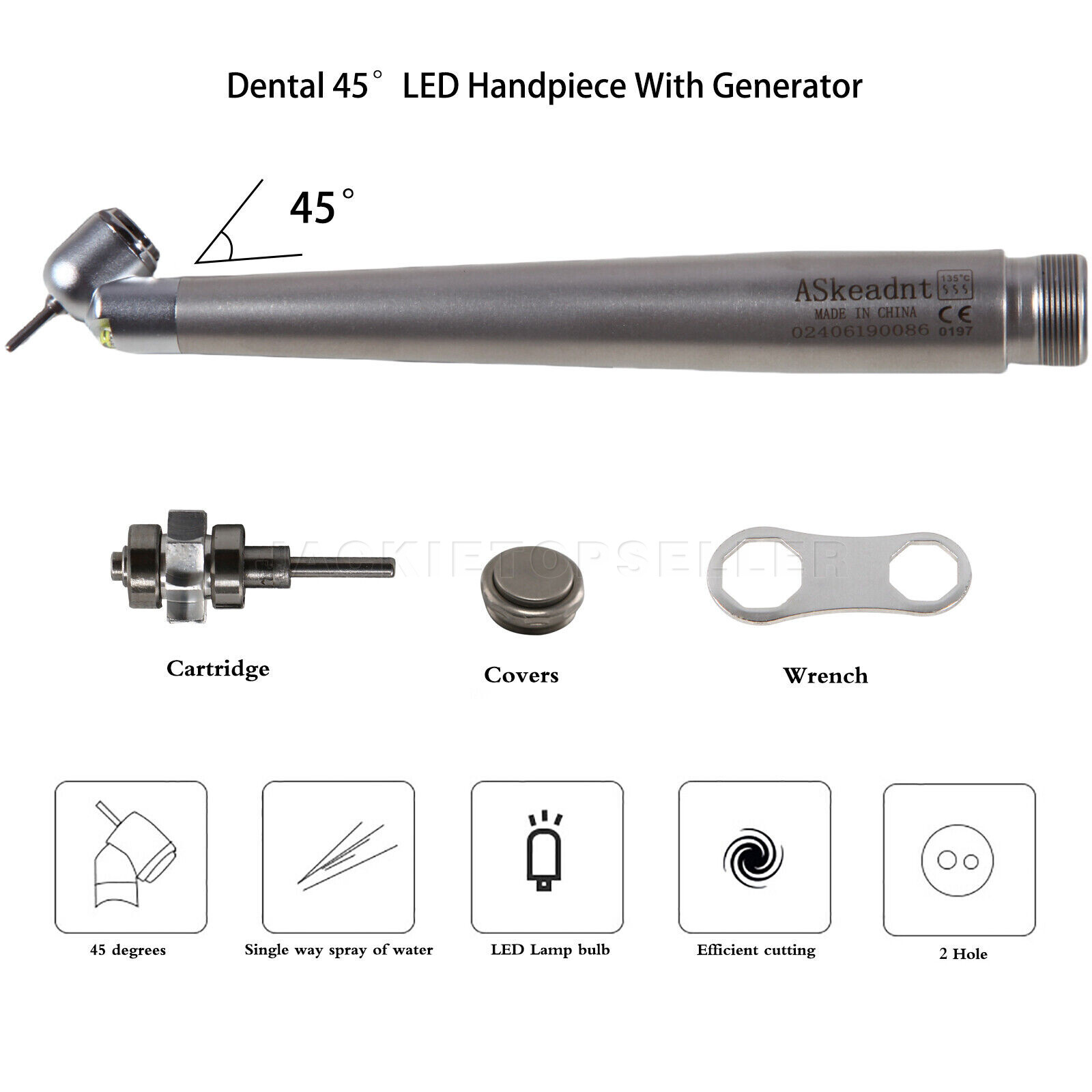 45° Surgical NSK PANA MAX Style Dental Pieza de mano alta velocidad 2Hole Borden
