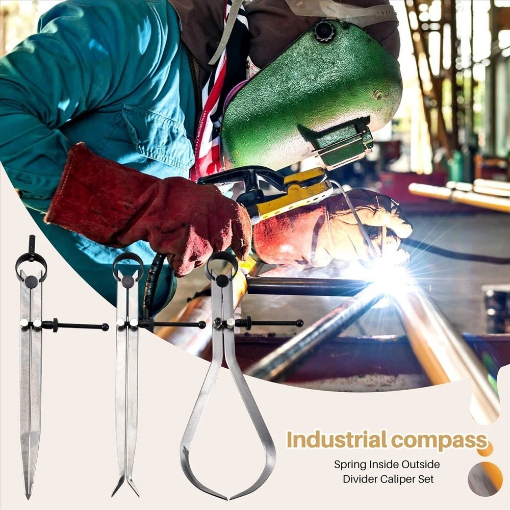 Spring Inside Outside Divider Caliper Set 8-Inch Machinist Tools 3-Pack