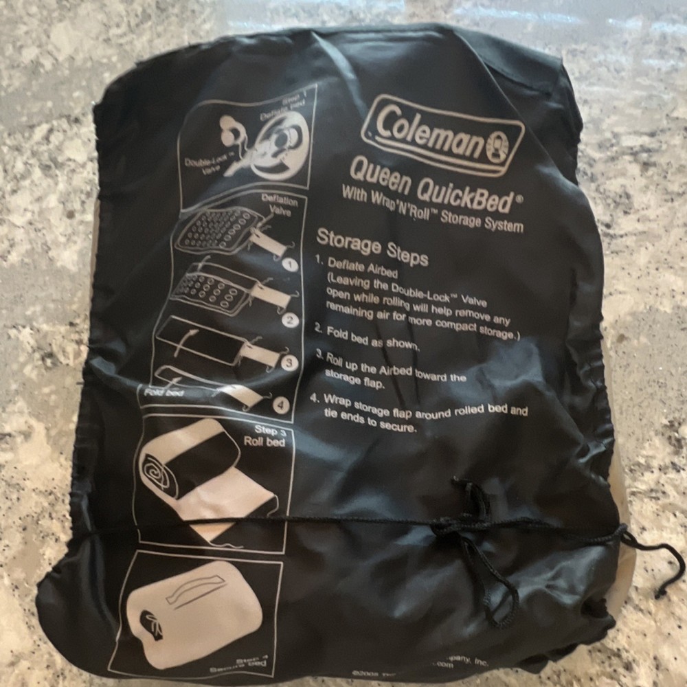 Coleman Queen QuickBed Inflatable Mattress Wrap'N'Roll Storage Double-Lock Valve