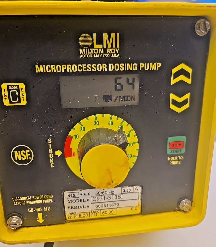 LMI MILTON ROY C931-313SI Microprocessor Dosing PUMP 8GPH 60 PSI