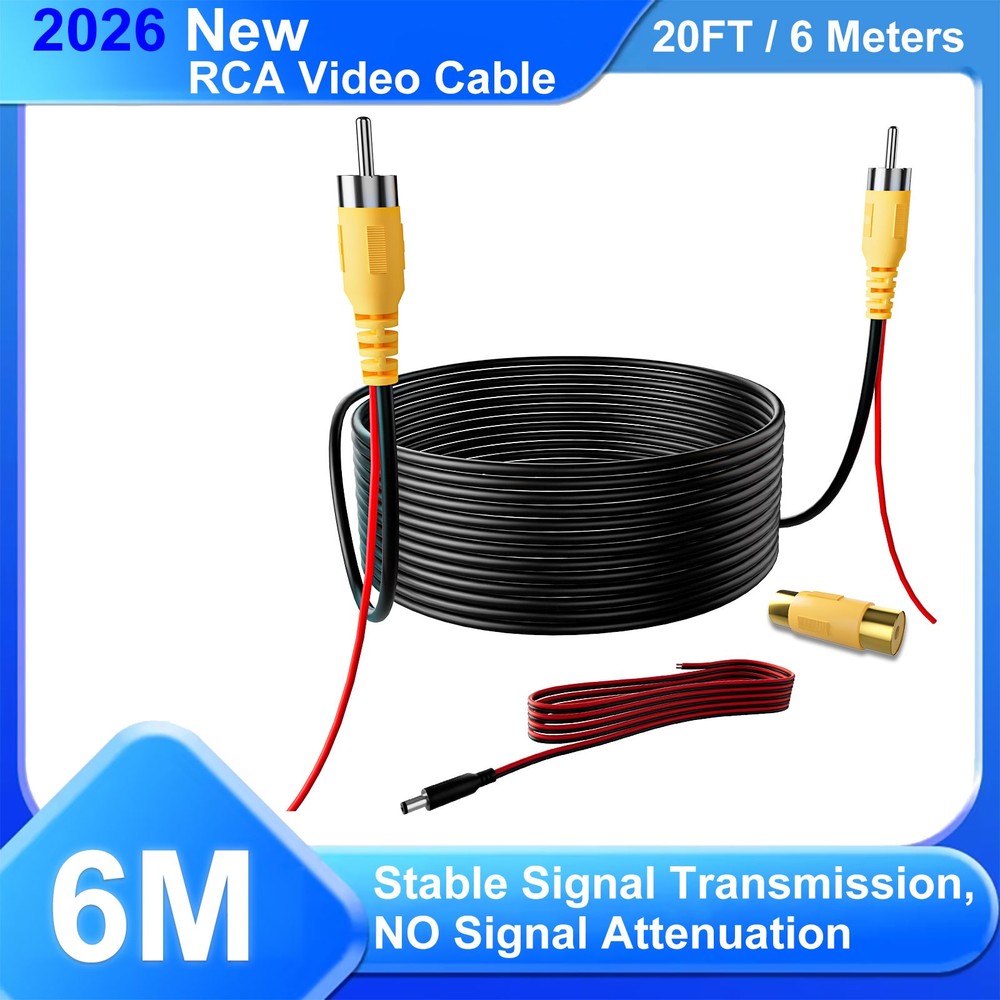 20FT 6M Professional RCA Video Cable Double Shielded for Car Backup Camera