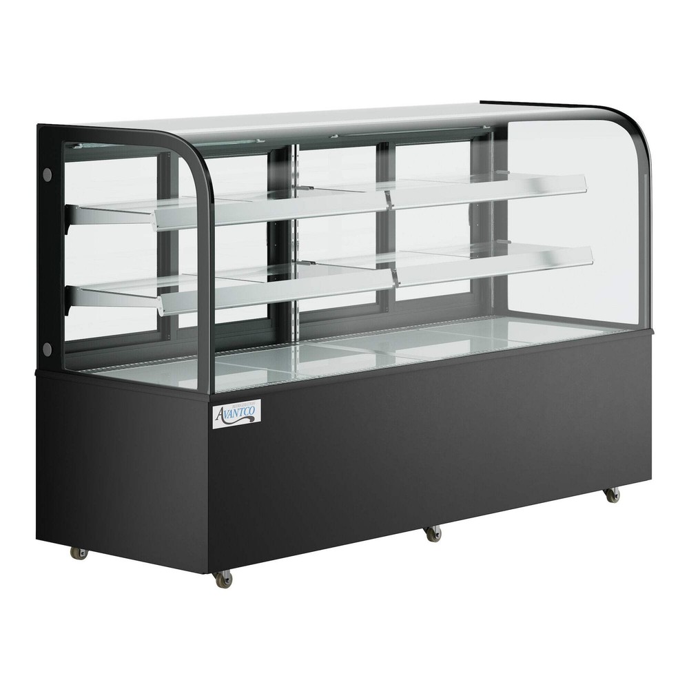 72" Curved Glass Black Refrigerated Bakery Display Case