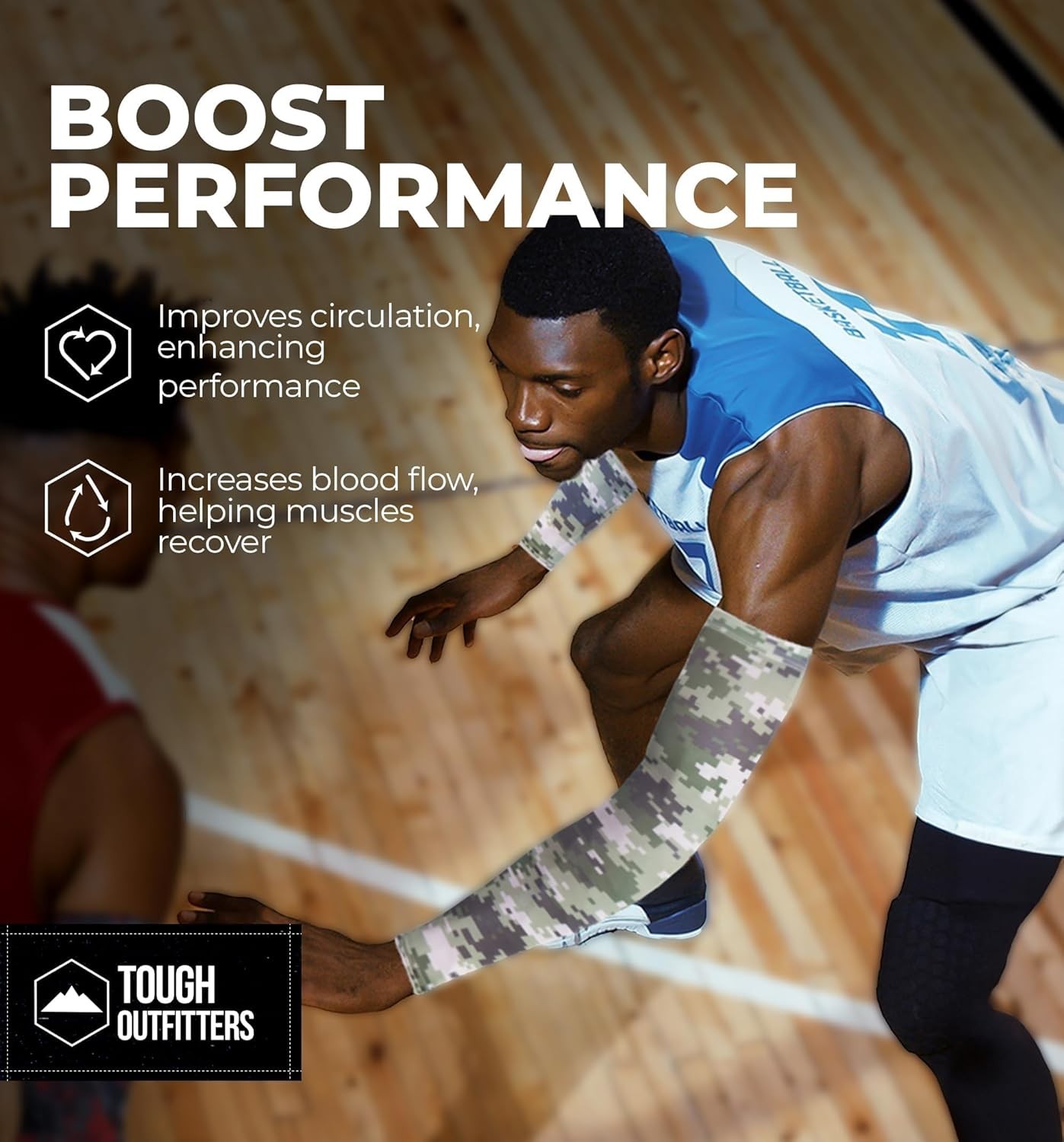 Sports Compression Arm Sleeves for Men & Women Youth Medium, Green Camouflage