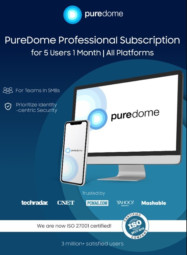 PureDome Professional Subscription for 5 Users 1 Month| All Platforms