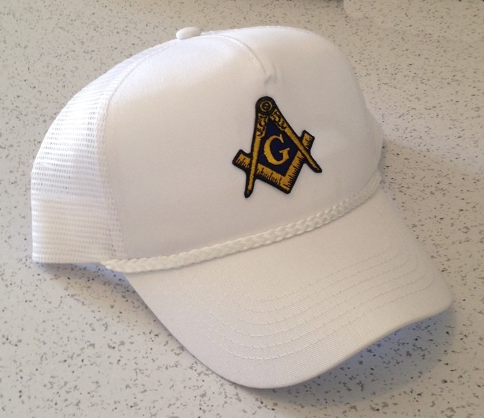 Masonic Trucker Style Cap in White