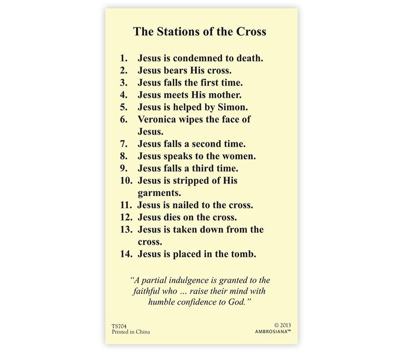(2 copies) The Stations of the Cross Prayer Holy Card Lent Easter Catholic