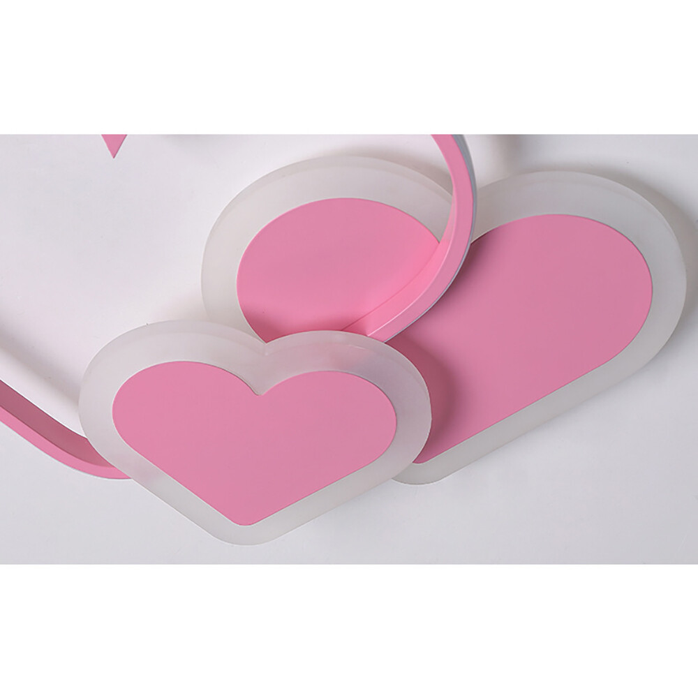 Pink Ceiling Light Heart-shaped Ceiling Light Dimmable LED Ceiling Lamp W/Remote