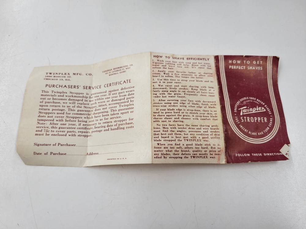 Vintage Twinplex Stropper Model G 200 Sharpens Double Edge Razor Blades
