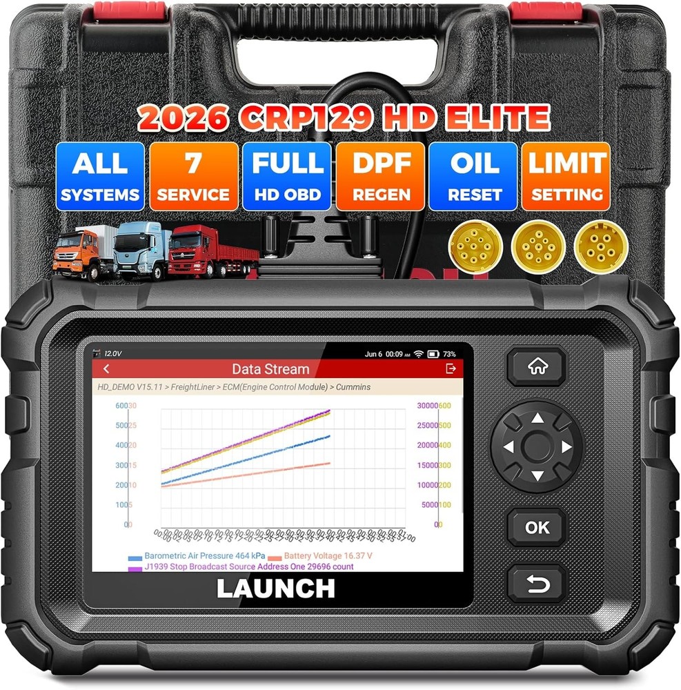 LAUNCH Diesel Truck Scanner Full HD OBD2 Diagnostic Code Reader DPF Regen 7Reset