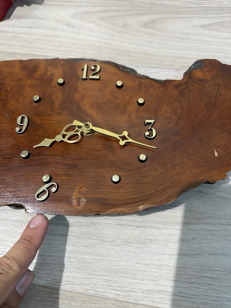 Tree Slab Clock Used Needs Mech Fair Condition