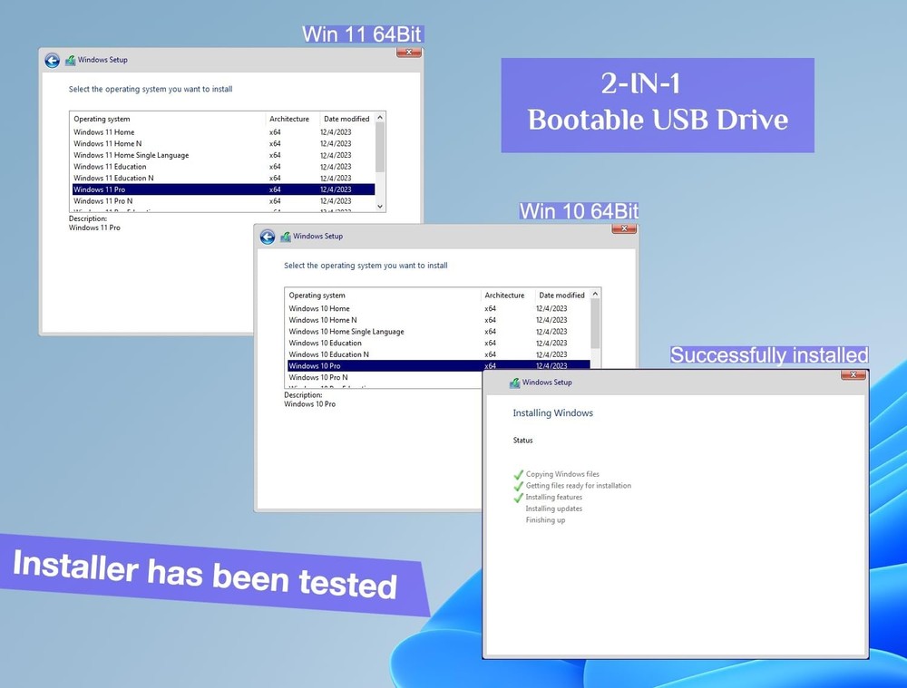 32GB Bootable Windows 10&11 USB Driver 3.2Gen For Reinstall Windows Reset New