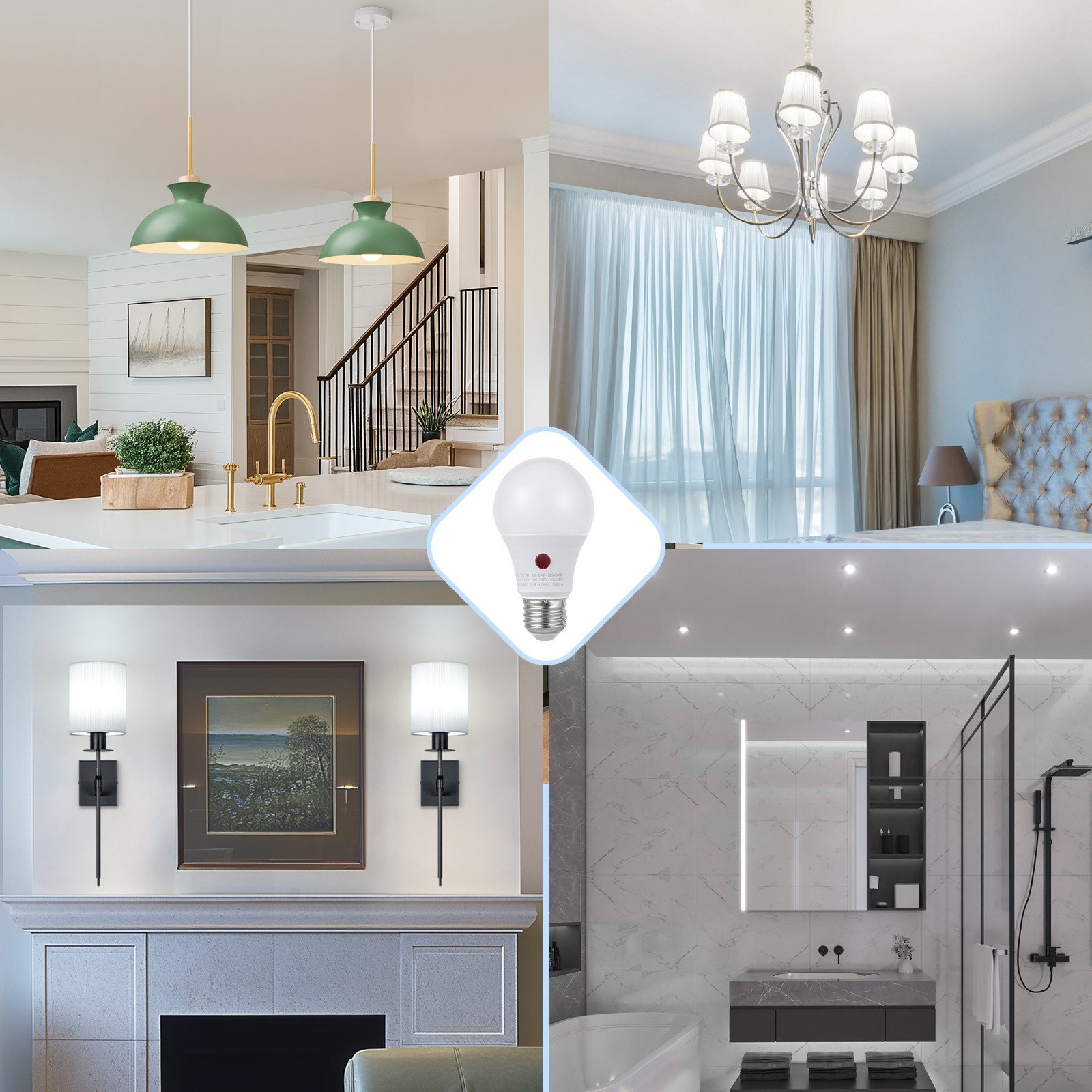 DEWENWILS Dusk to Dawn Light Bulb 4-Pack A19 Outdoor Sensor Auto On/Off LED