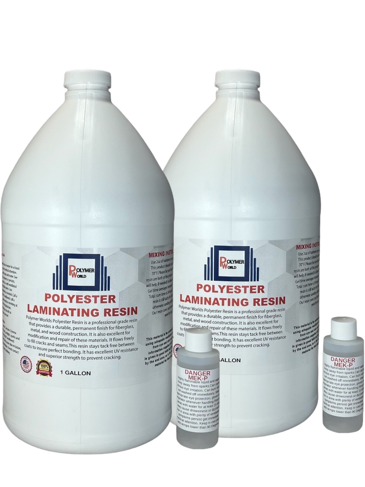 Polymer World Polyester Resin 2 Gal Kit For Boats RV's Canoes Fiberglass Autos