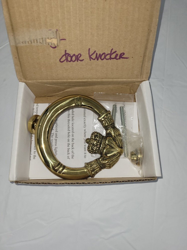 Solid Brass Claddagh Doorknocker Ring NEW