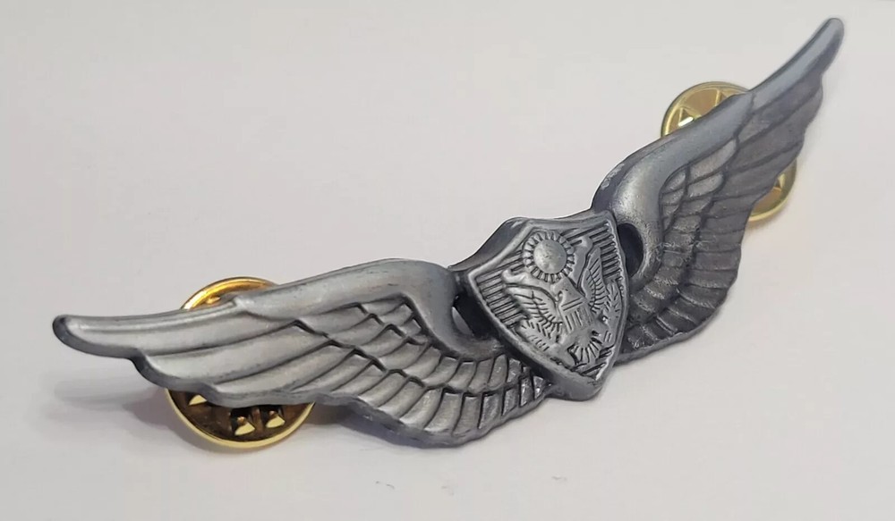 US Army Helicopter Basic Full Size Aviation Aviator Crewman Wings Hat Pin 2.5"
