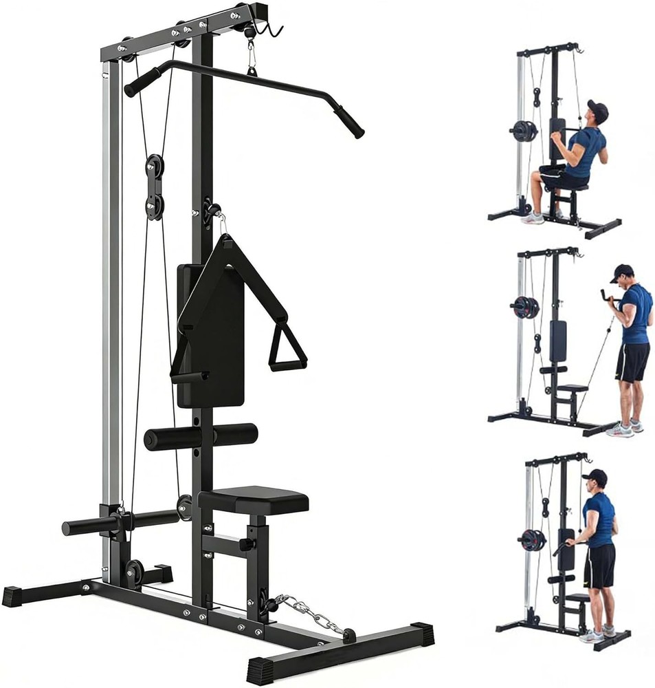 Home Gym LAT Pulldown Machine Row Cable Machine Tower Leg Hold Down 400LBS Back