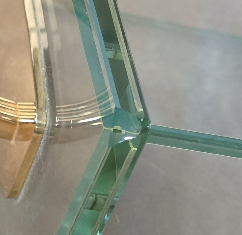 8½" Rectangular Clear Glass Display Case with Open Bottom Chipped Corner