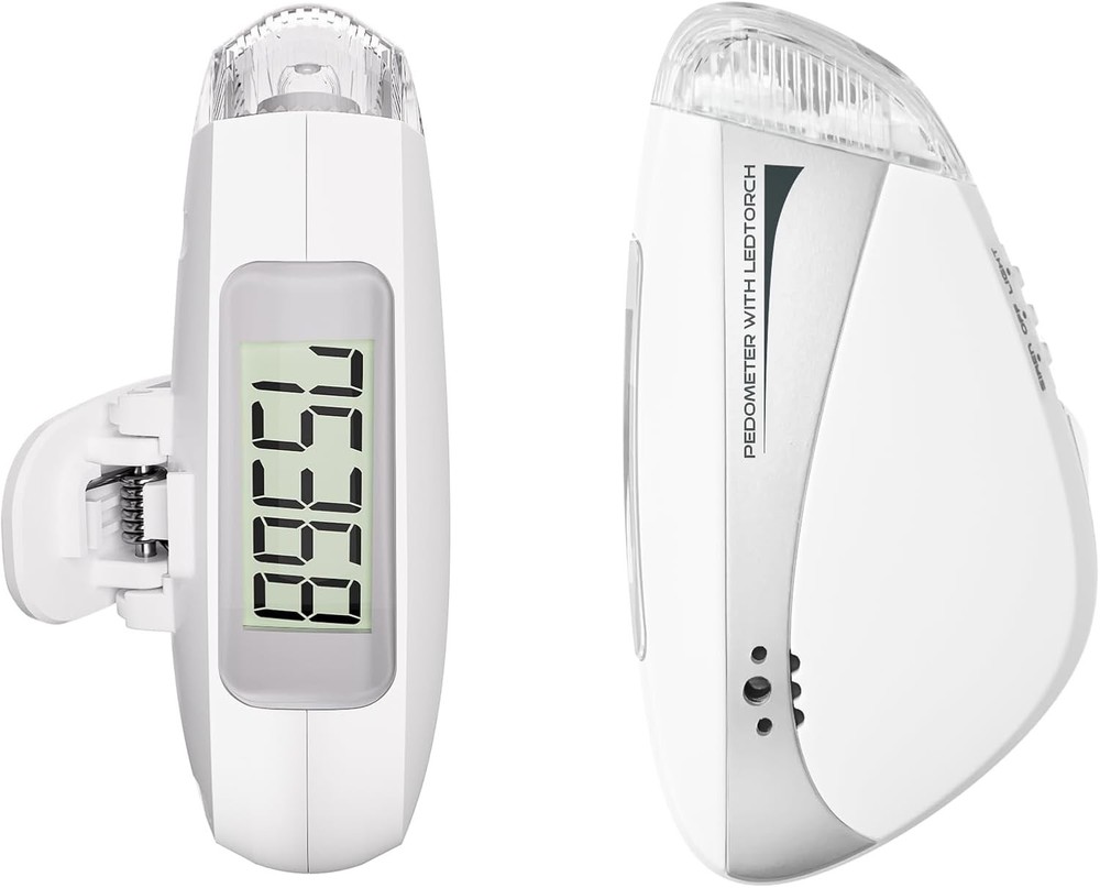 Mini Step Counter for Walking, Simple Step Counter with LED Flashlight & 110dB P
