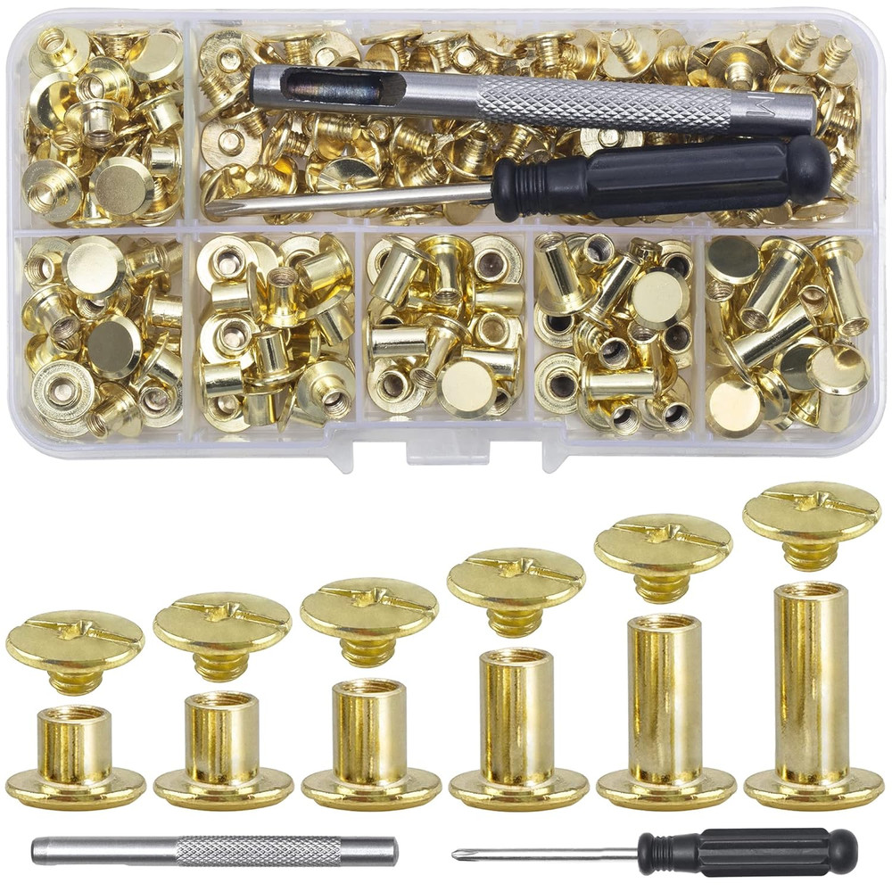 110Sets Chicago Screws Leather Rivets Assorted Screw Rivets Chicago Binding Scre