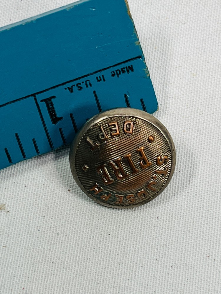Antique St Joseph MO Fire Department FD Uniform Hat Jacket Button