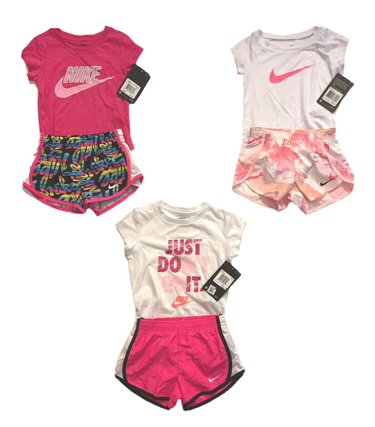 NWT NIKE or DRI FIT NIKE Baby/Toddler Girls 2-Piece Short Set Sizes 12 Months-4T