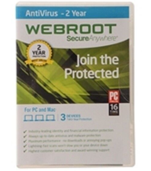 Webroot AntiVirus + ID guard | 2 Years, 5 PC/MAC | DOWNLOAD | ONLINE CODE