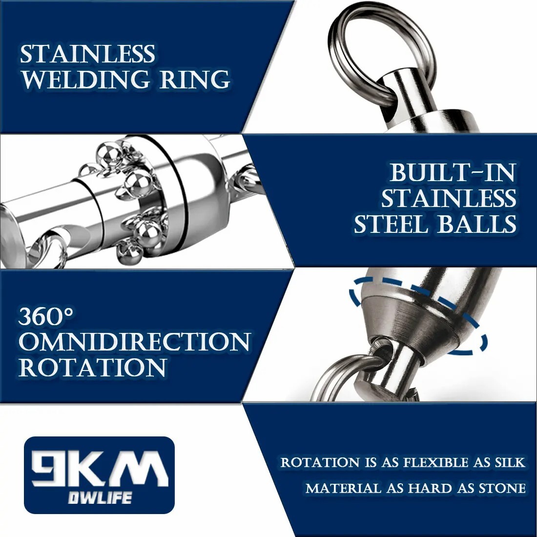 Ball Bearing Swivels Split Rings Sea Fishing Lot 0/1/2/3/4/5/6/7/8/10# Smooth