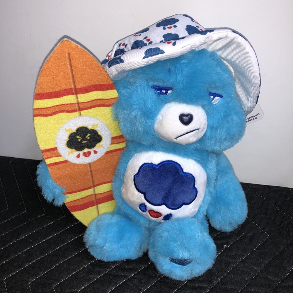 Care Bears ~ Grumpy Bear With Surfboard Plush ~ Approx 10” ~ NEW