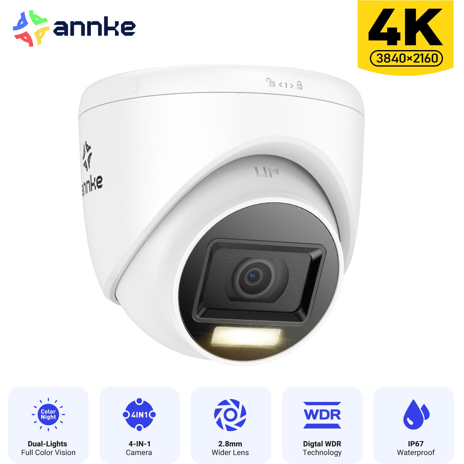 ANNKE 4IN1 4K Wired CCTV Security Camera 8MP AI Color Night Vision Outdoor IP67