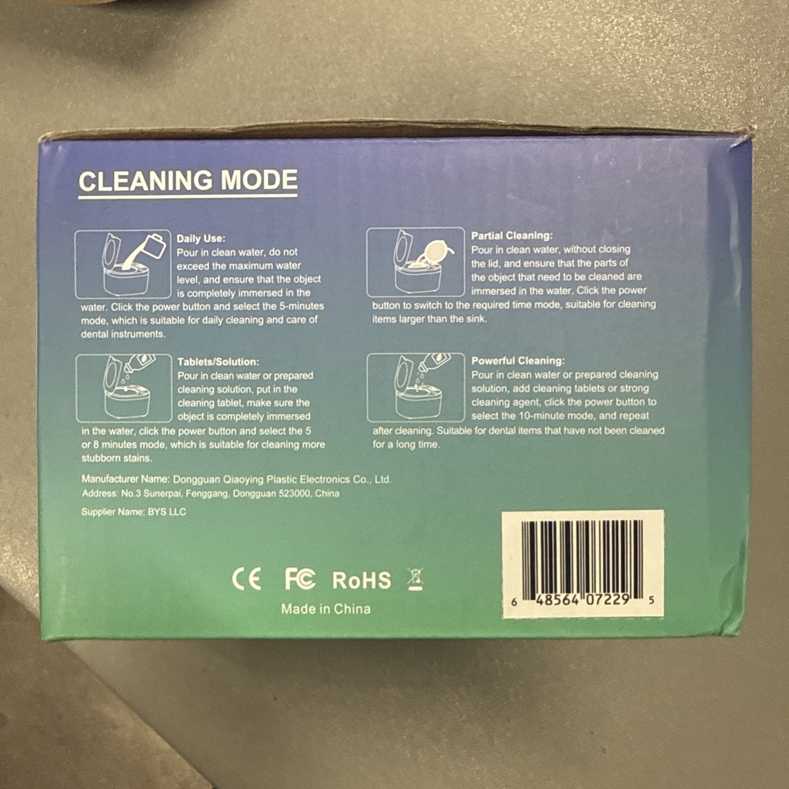 Ultrasonic Dental Appliance UV Cleaner 45kHz LED Cleaner Retainer Dentures Black