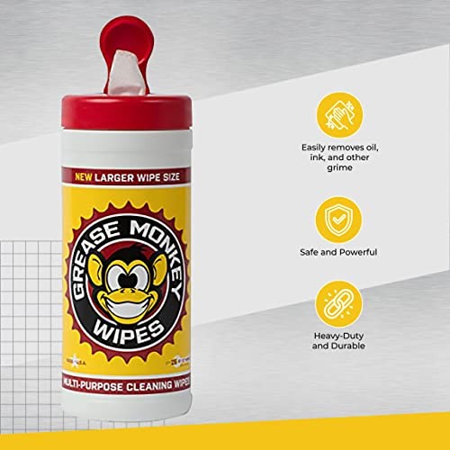Grease Monkey Wipes, Multi-Purpose, Heavy Duty Cleaning Wipes Assorted Sizes