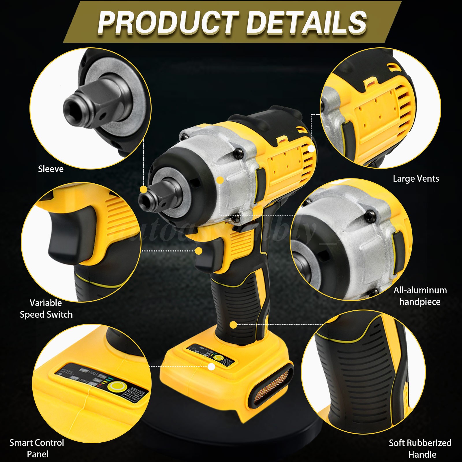 Cordless Impact Wrench 1/2" 1180 Ft-lbs(1000 N.m) Drill W/ 4000mAh Battery NEW