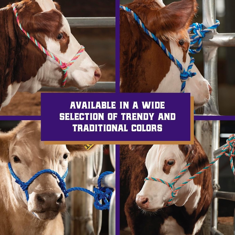 braided poly rope livestock cattle halter adjustable