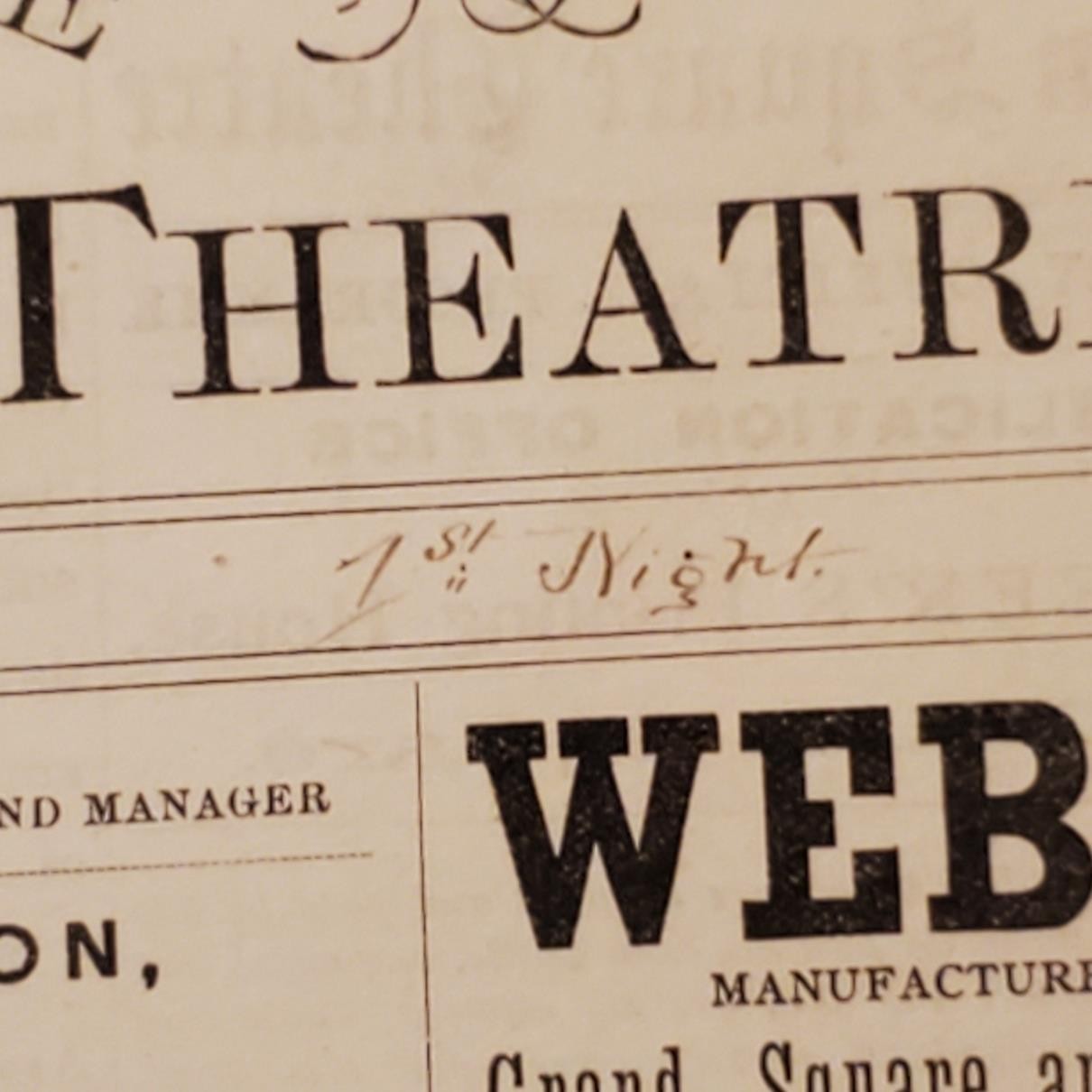 5174----1880 Union Square Theatre NYC program or broadside