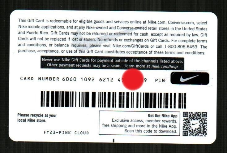 NIKE Pink Cloud ( 2023 ) Gift Card ( $0 )