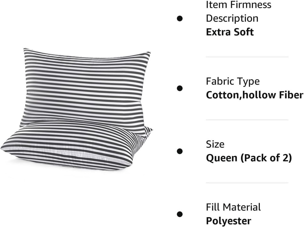 Bed Pillows for Sleeping 2 Pack Queen Size，Super Soft down Alternative Microfibe