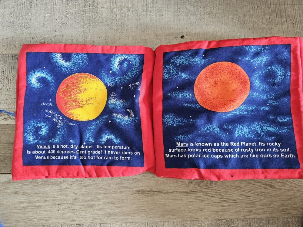 Exploring The Solar System Outer Space Fabric Panel Quilted Book Educational G20