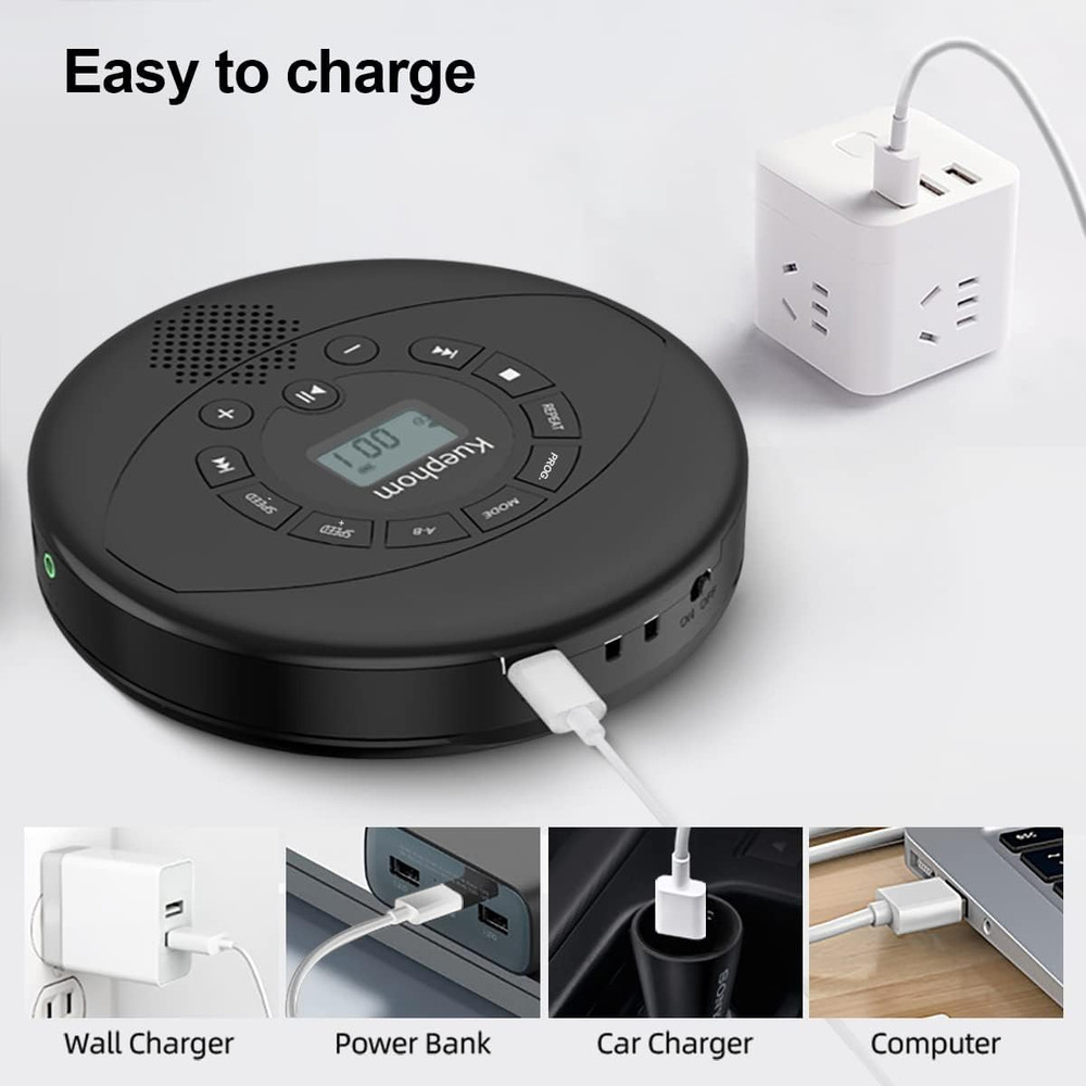 CD Player Portable,Discman Rechargeable,Walkman CD Player with Speaker, Headphon