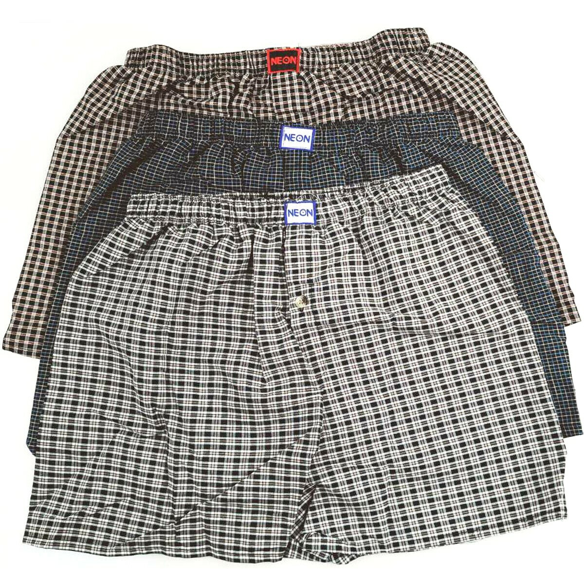 6 Pack Mens Premium Boxers 100% Cotton Underwear Trunk Plaid Shorts Size S~3XL