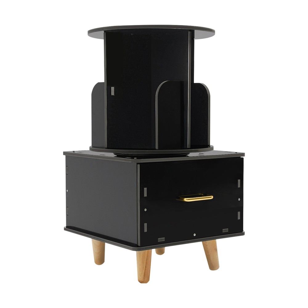 Bedside Table with Drawer, Corner High End Table, Rotating Bookshelf with Drawer