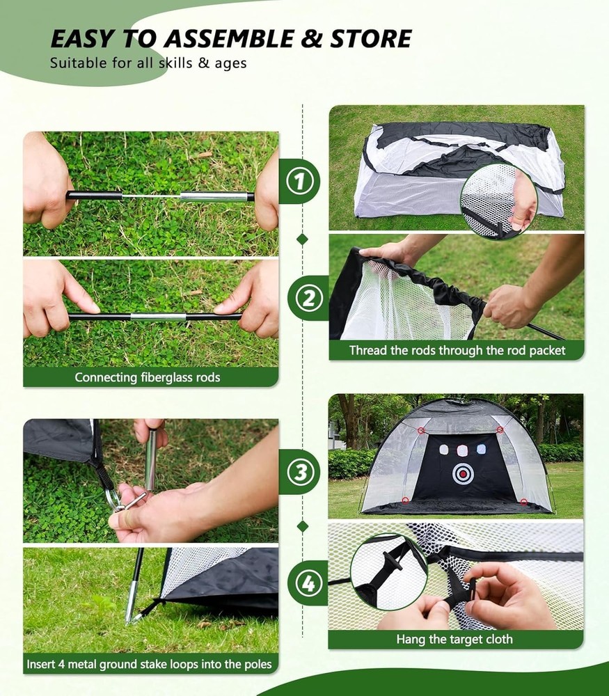 Golf Net for Hitting Practice, 10 x 7FT Golf Training Net with Mat and Target...