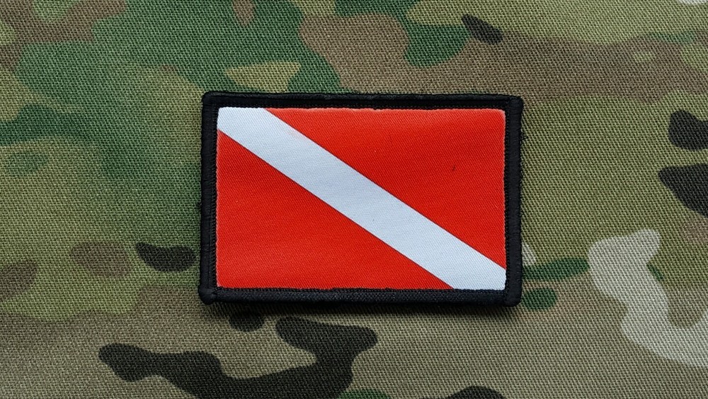 SCUBA Diving Diver Down Flag Hook Back Patch Snorkeling