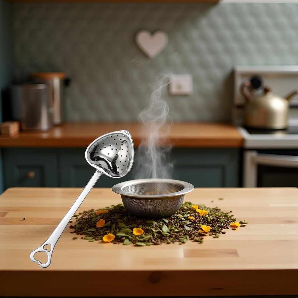 Silver Heart Shaped Tea Strainer with Handle,Tea Strainers Standard,
