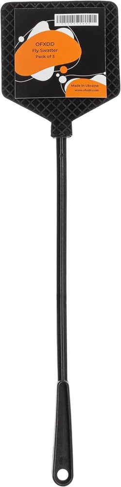 Black Rubber Fly Swatters - Long Handle 3 Pack