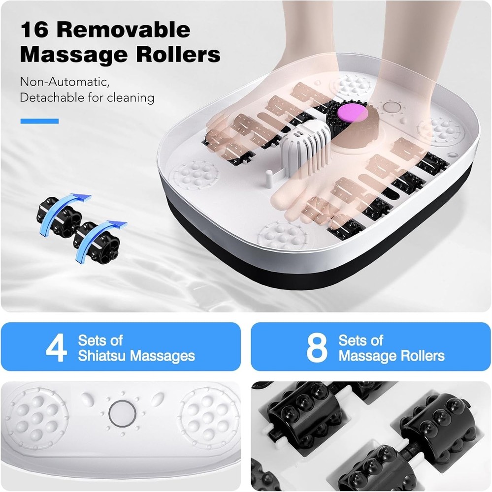 Collapsible Foot Spa Bath with Heat & 16 Rollers - Remote Control