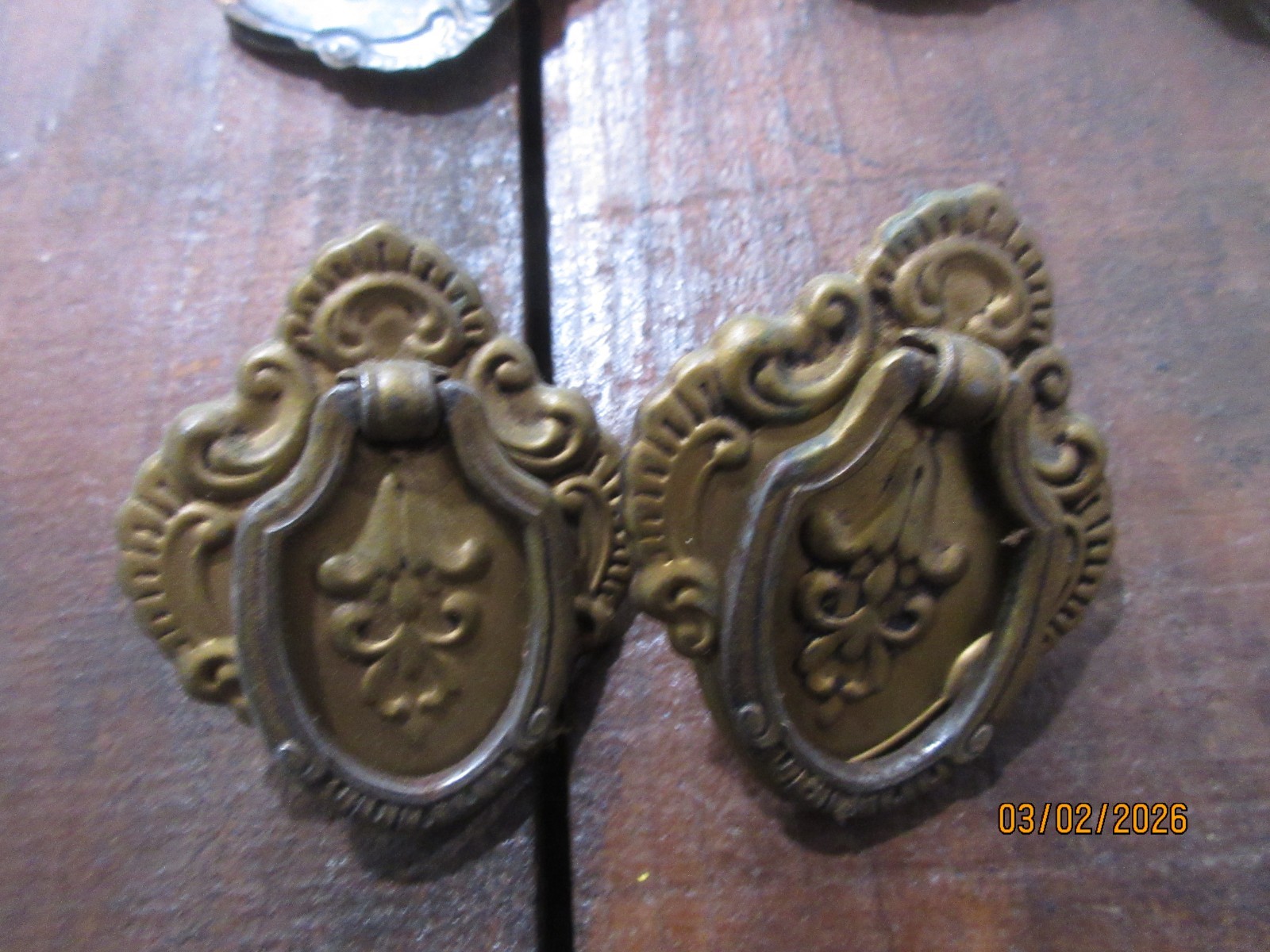 Lot of 9 Vintage Metal Back Played Ring Cabinet Door or Drawer Pulls w/Hardware