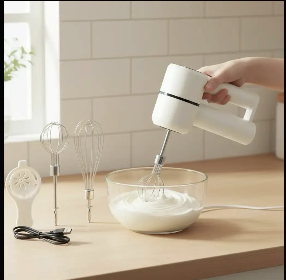 Electric Hand Whisk with USB Charging, Multi-Functional Kitchen Gadget for Bakin