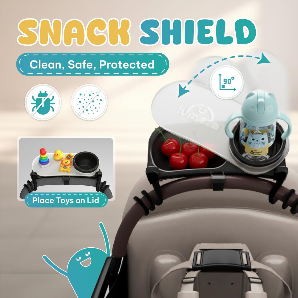 Universal Stroller Snack Tray with Cup Holder 2 in 1 - Stroller Tray Attachme...